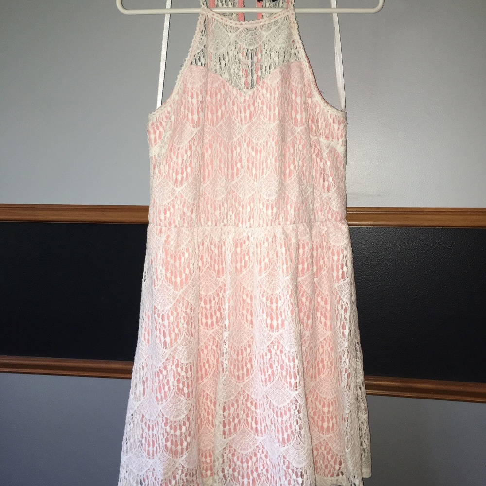 Cream/Coral lace dress
